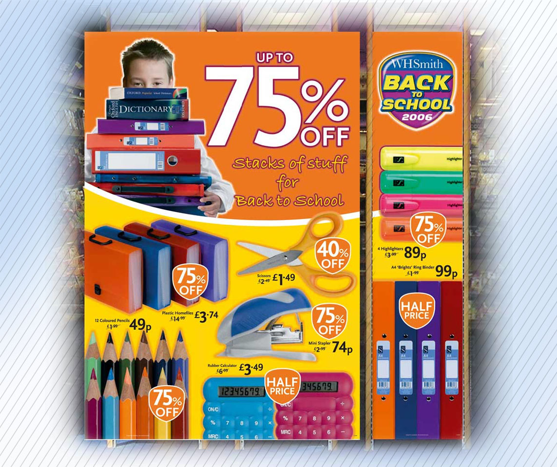 WHSmith store graphics Back to School range